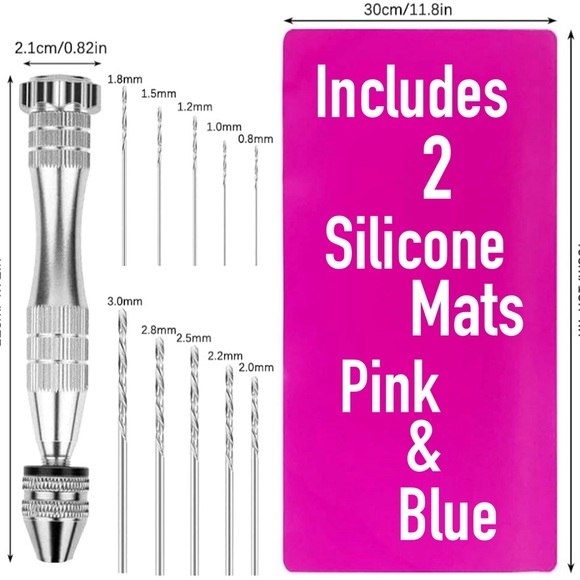 75pc PIN VISE HAND DRILL, DRILL BITS SET SILICONE MATS MORE DIY CRAFTS RESIN LOT - Picture 3 of 10